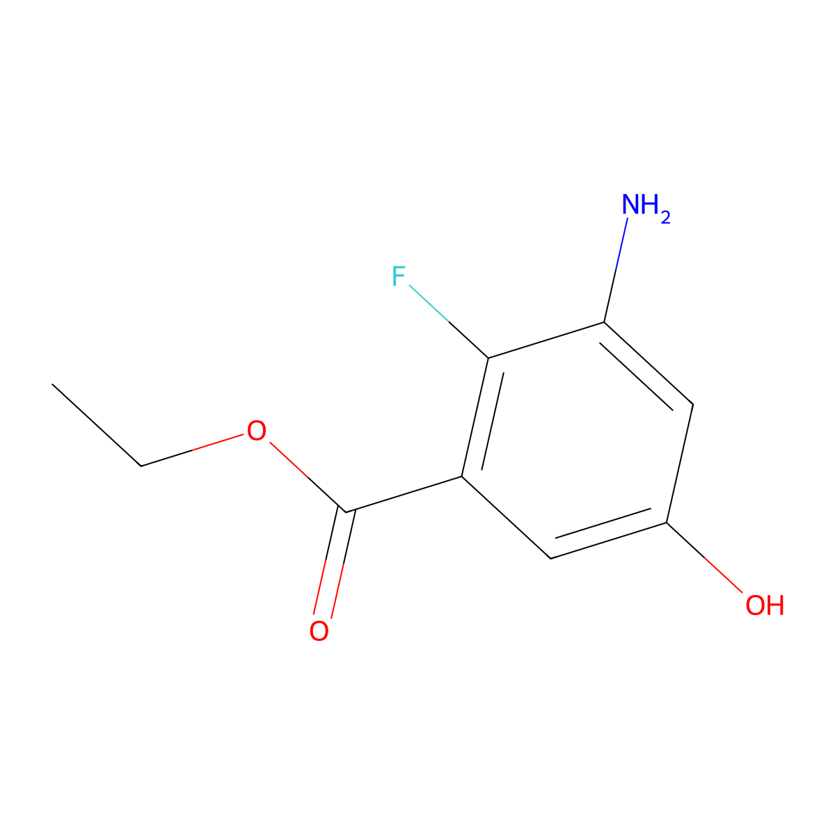 Ethyl 3-amino-2-fluoro-5-hydroxybenzoate molecular structure, CAS 2091984-21-1