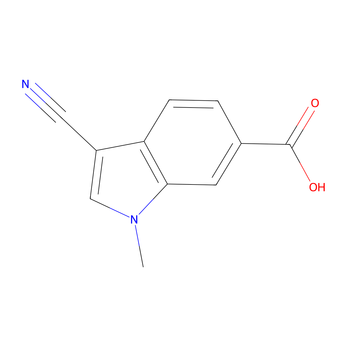 3-cyano-1-methyl-1H-indole-6-carboxylic acid molecular structure, CAS 2091984-54-0