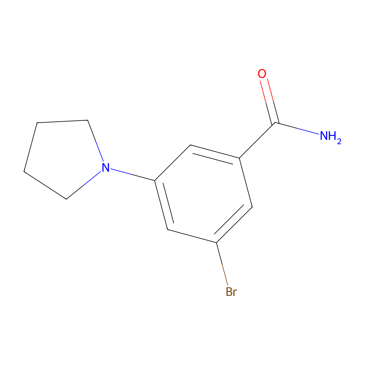 3-Bromo-5-(pyrrolidin-1-yl)benzamide molecular structure, CAS 2091999-63-0