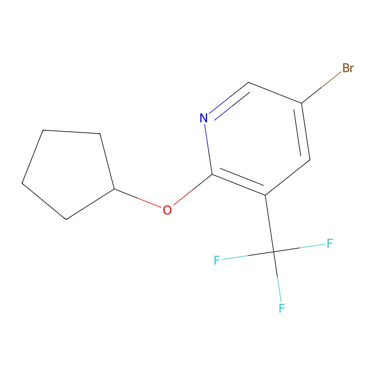 5-Bromo-2-(cyclopentyloxy)-3-(trifluoromethyl)pyridine molecular structure, CAS 2091999-87-8