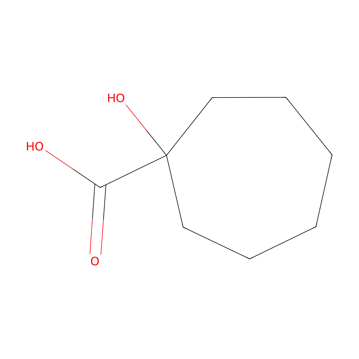 1-Hydroxycycloheptanecarboxylic acid molecular structure, CAS 20920-03-0