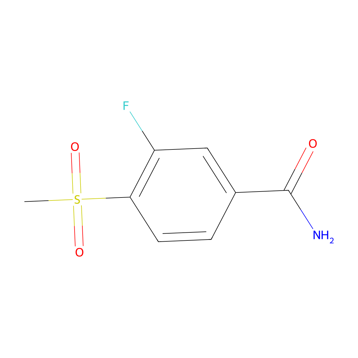 3-Fluoro-4-methanesulfonylbenzamide molecular structure, CAS 2092000-31-0