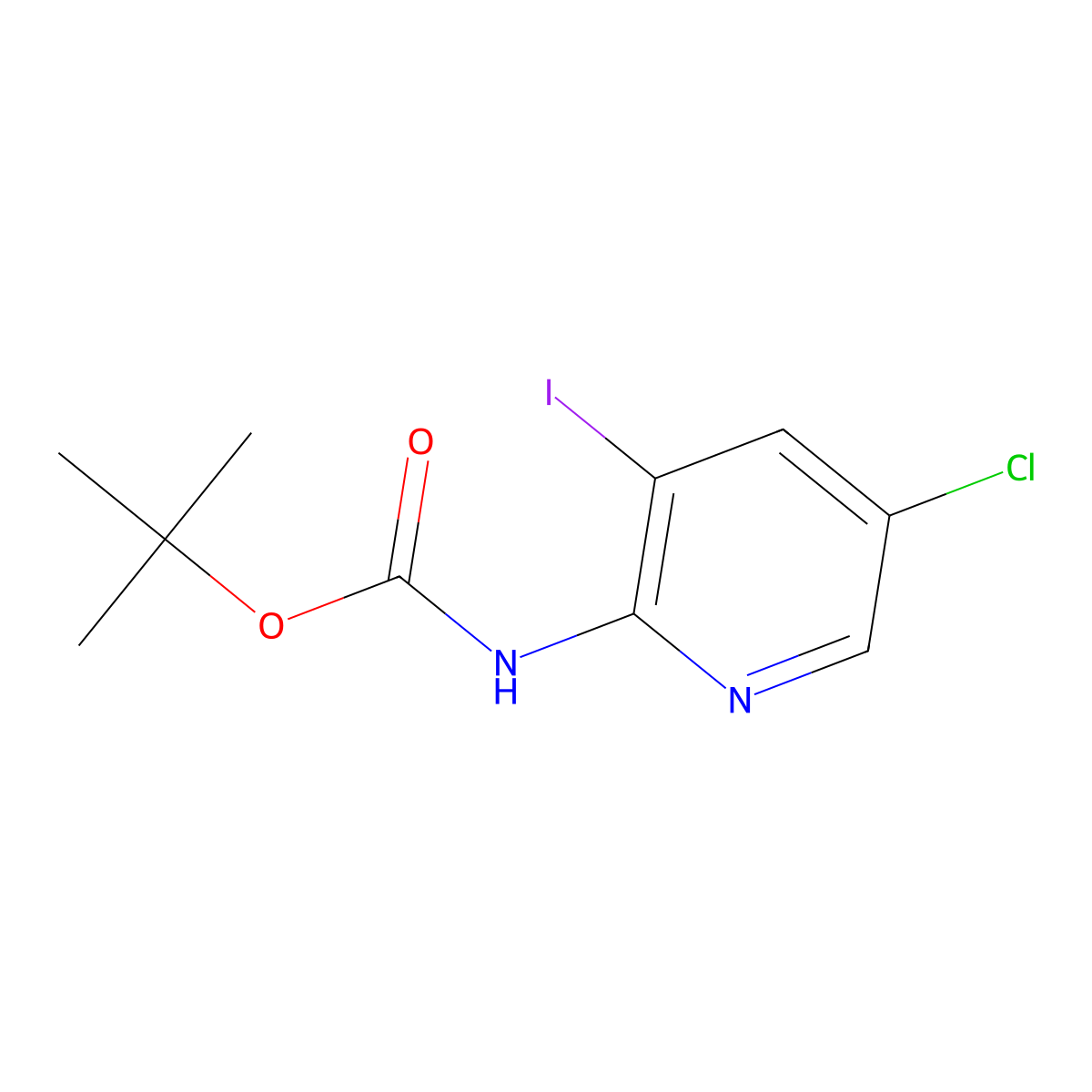 tert-butyl N-(5-chloro-3-iodopyridin-2-yl)carbamate molecular structure, CAS 2092000-52-5
