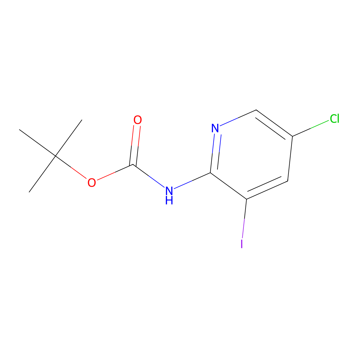 tert-butyl N-(5-chloro-3-iodopyridin-2-yl)carbamate molecular structure, CAS 2092000-52-5
