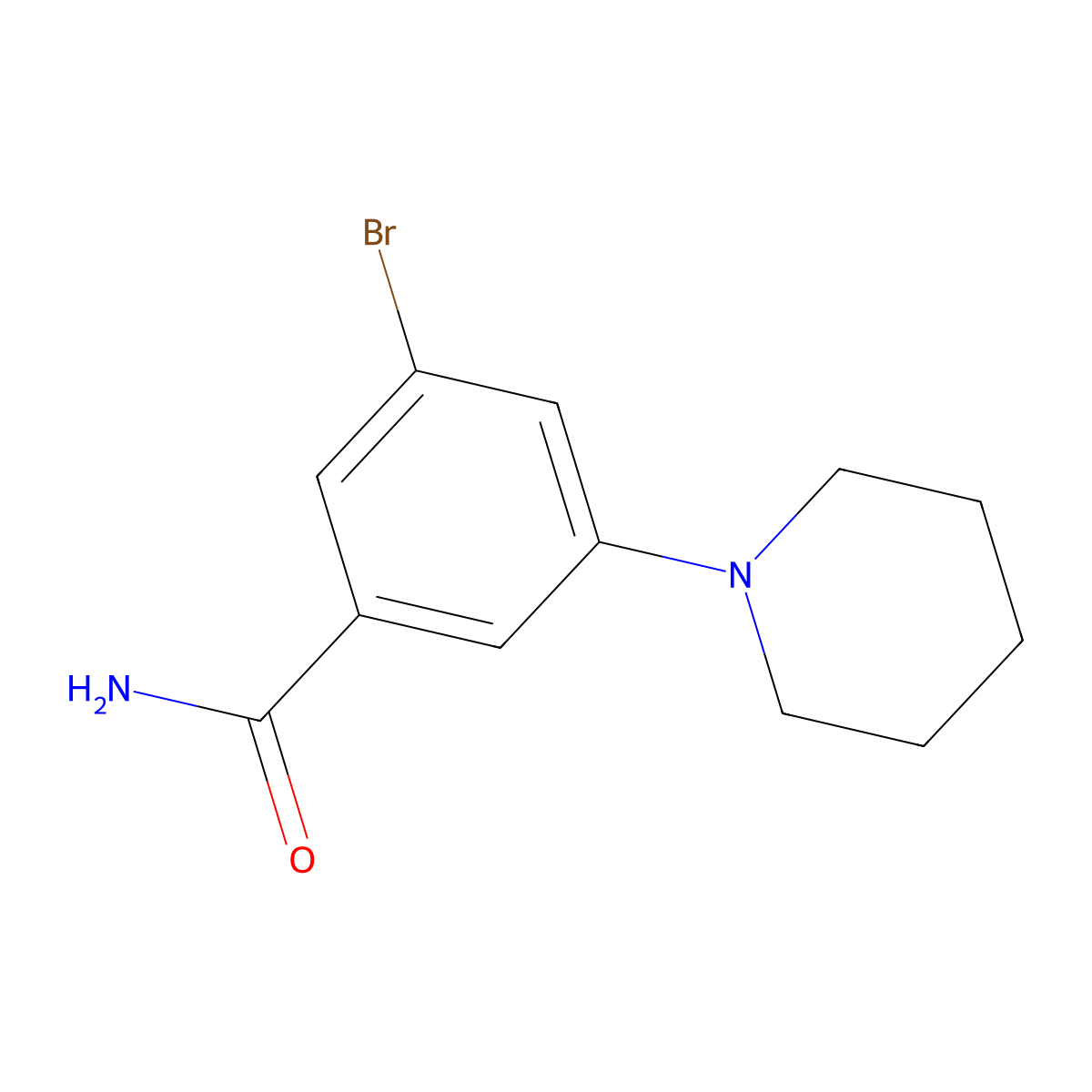 3-Bromo-5-(piperidin-1-yl)benzamide molecular structure, CAS 2092000-99-0