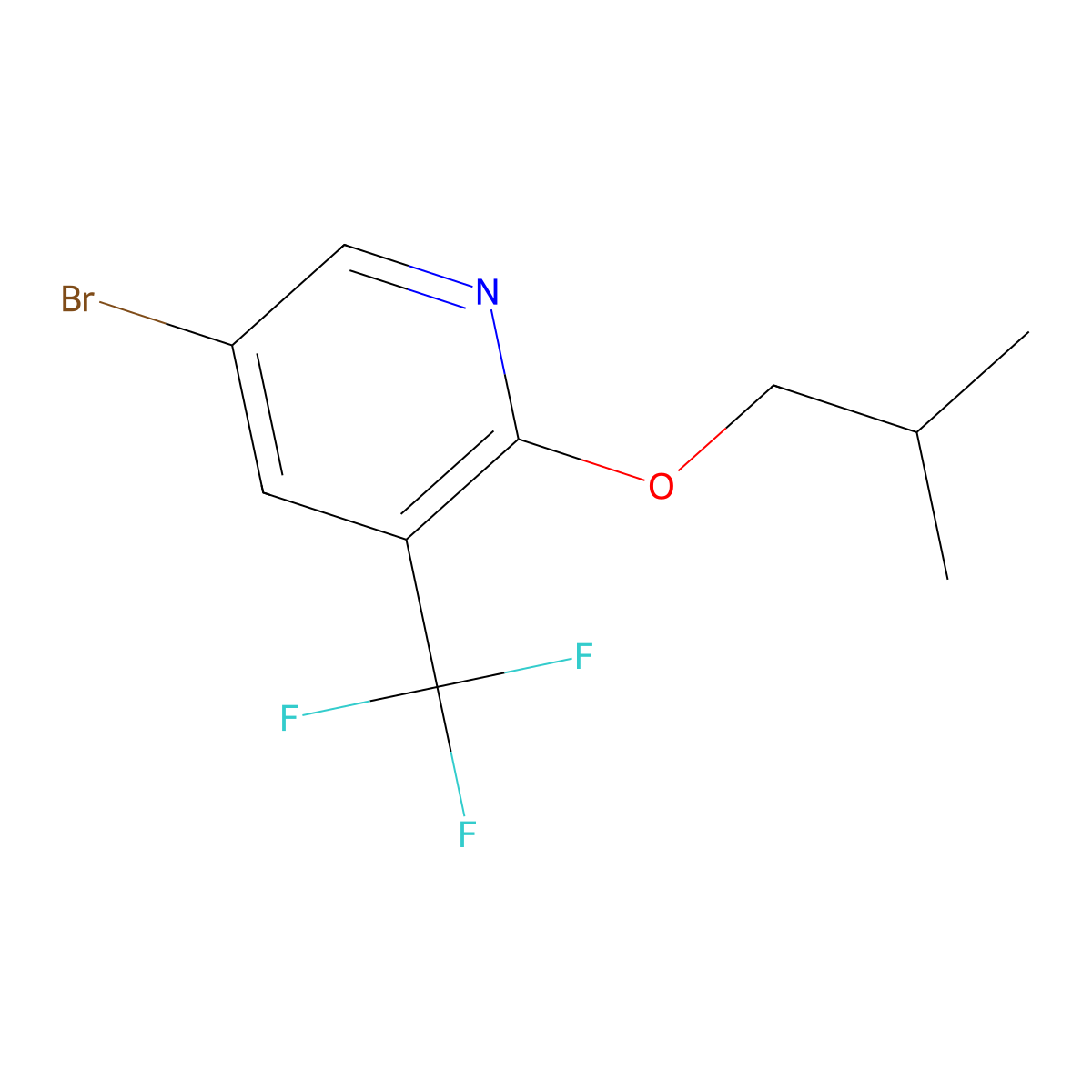 5-Bromo-2-(2-methylpropoxy)-3-(trifluoromethyl)pyridine molecular structure, CAS 2092001-08-4