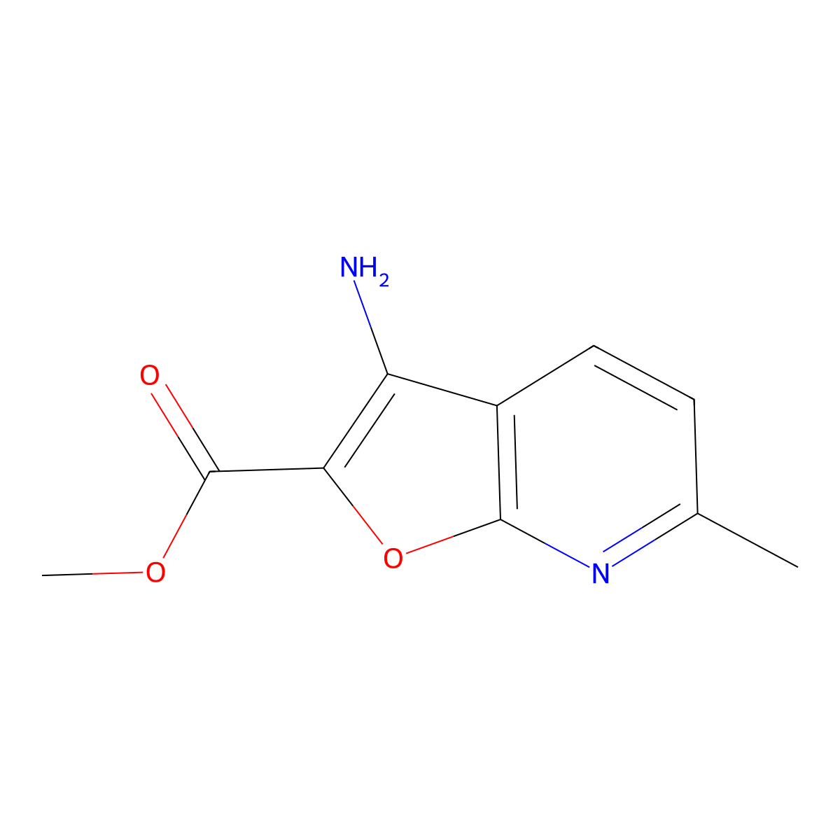 Methyl 3-amino-6-methylfuro(2,3-b)pyridine-2-carboxylate molecular structure, CAS 2092018-25-0