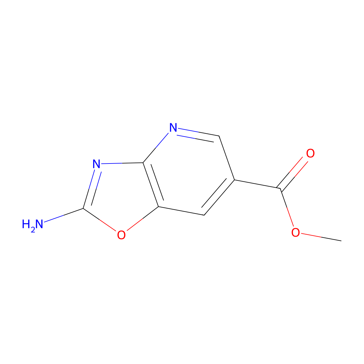 Methyl2-amino-[1,3]oxazolo[4,5-b]pyridine-6-carboxylate molecular structure, CAS 2092030-24-3