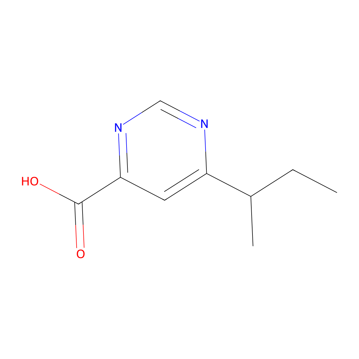 6-(Butan-2-yl)pyrimidine-4-carboxylic acid molecular structure, CAS 2092032-51-2