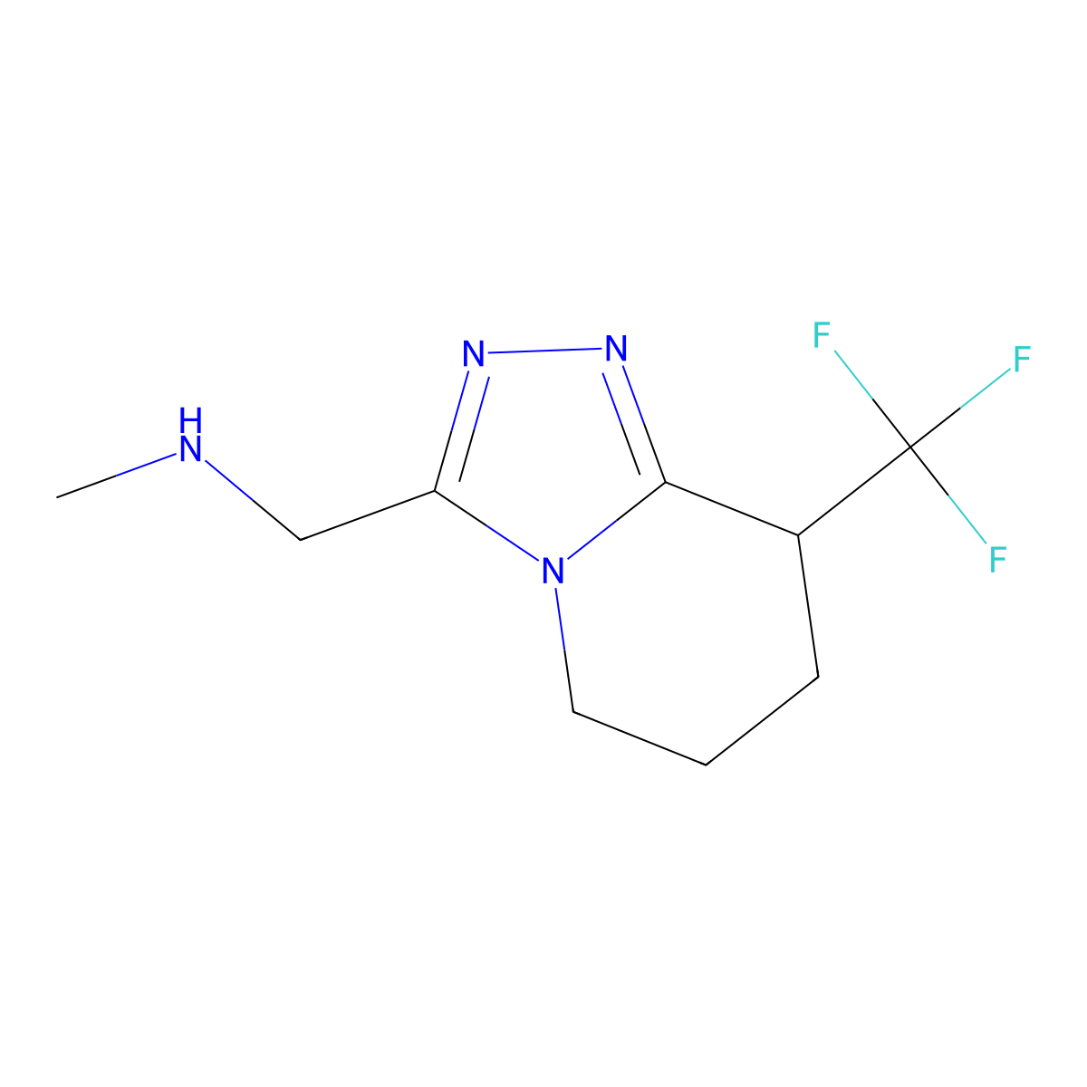 N-methyl-1-(8-(trifluoromethyl)-5,6,7,8-tetrahydro-[1,2,4]triazolo[4,3-a]pyridin-3-yl)methanamine molecular structure, CAS 2092033-44-6