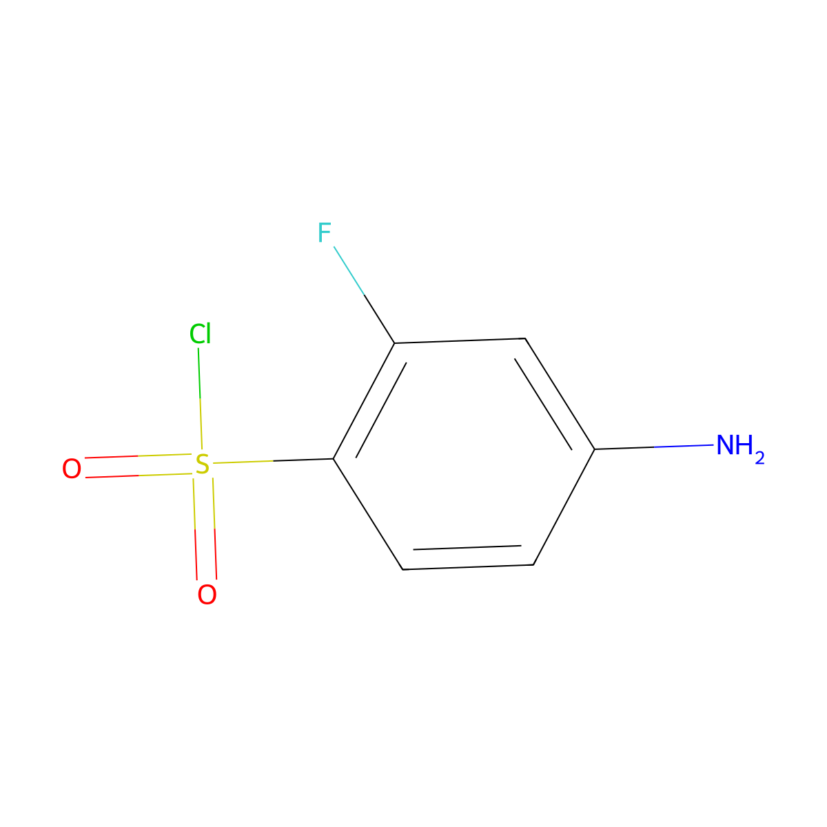 4-Amino-2-fluorobenzene-1-sulfonyl chloride molecular structure, CAS 2092033-50-4