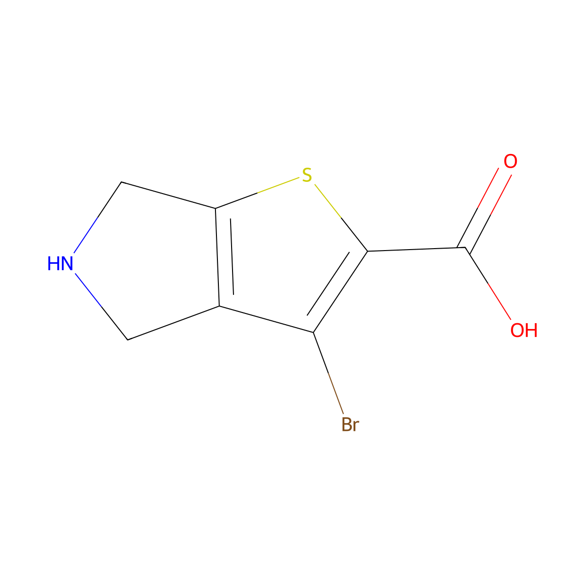 3-bromo-4H,5H,6H-thieno[2,3-c]pyrrole-2-carboxylic acid molecular structure, CAS 2092034-13-2