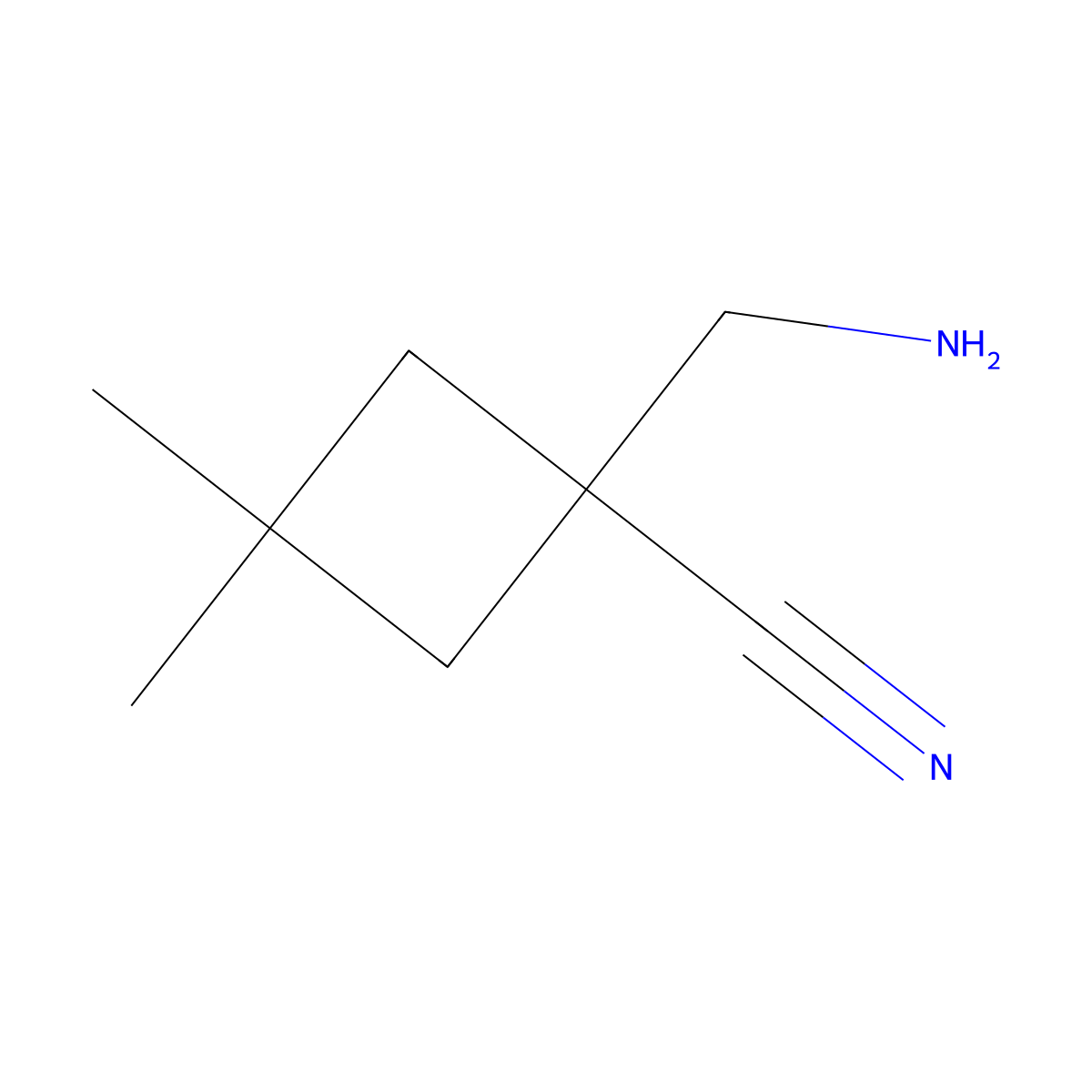1-(Aminomethyl)-3,3-dimethylcyclobutane-1-carbonitrile molecular structure, CAS 2092035-45-3
