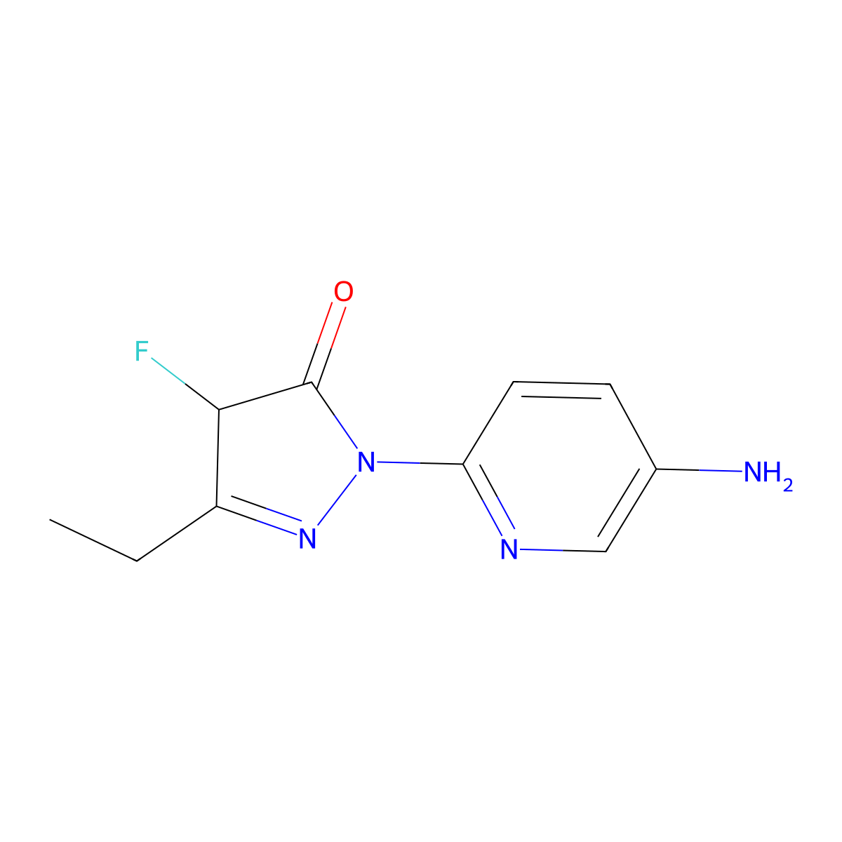 1-(5-Aminopyridin-2-yl)-3-ethyl-4-fluoro-4,5-dihydro-1H-pyrazol-5-one molecular structure, CAS 2092037-26-6