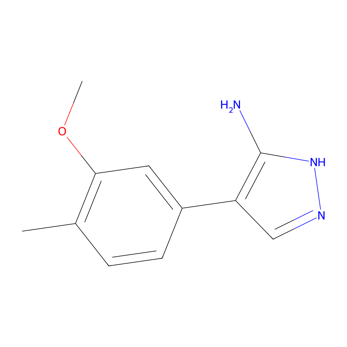 4-(3-methoxy-4-methylphenyl)-1H-pyrazol-5-amine molecular structure, CAS 2092039-01-3