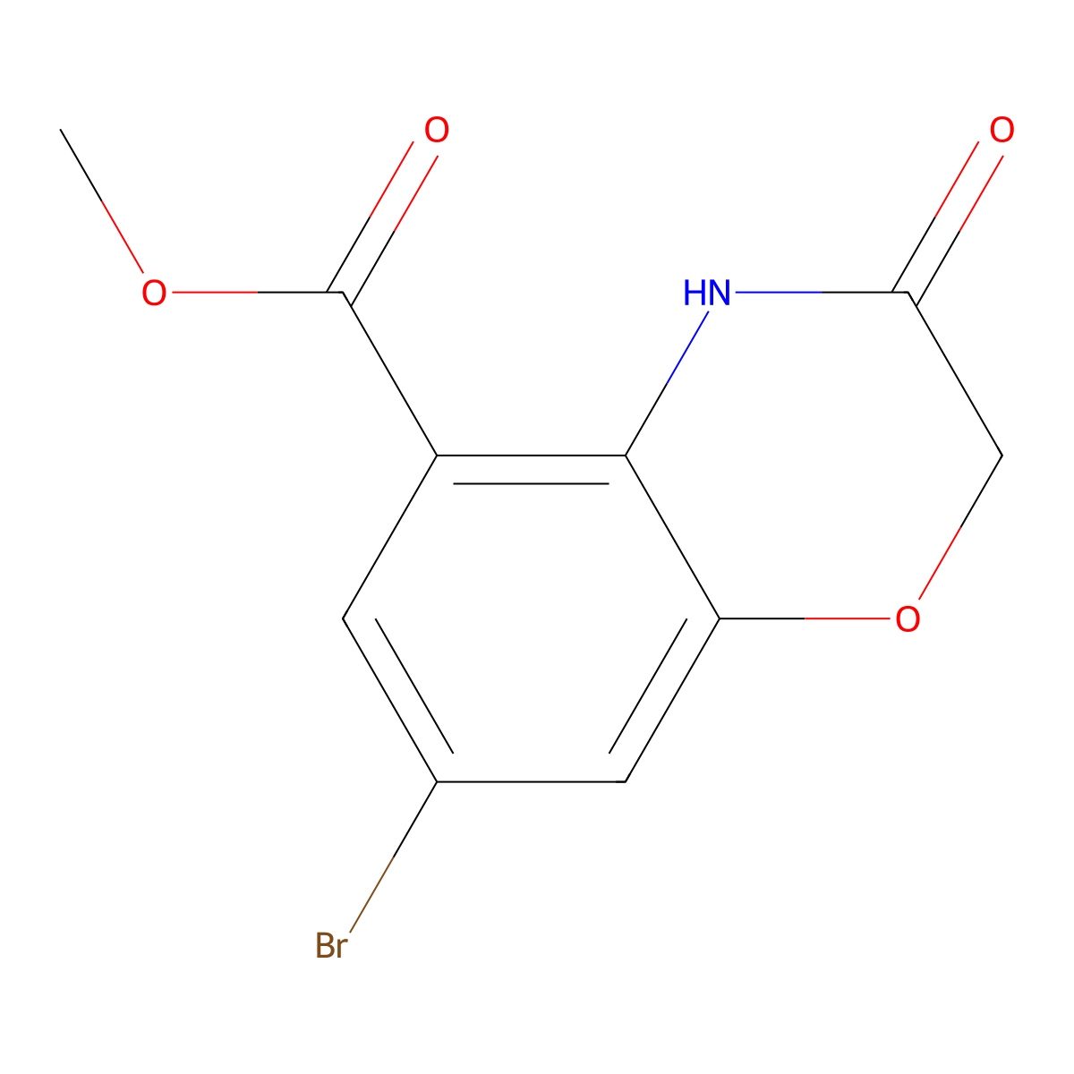 methyl 7-bromo-3-oxo-3,4-dihydro-2H-1,4-benzoxazine-5-carboxylate molecular structure, CAS 2092040-62-3