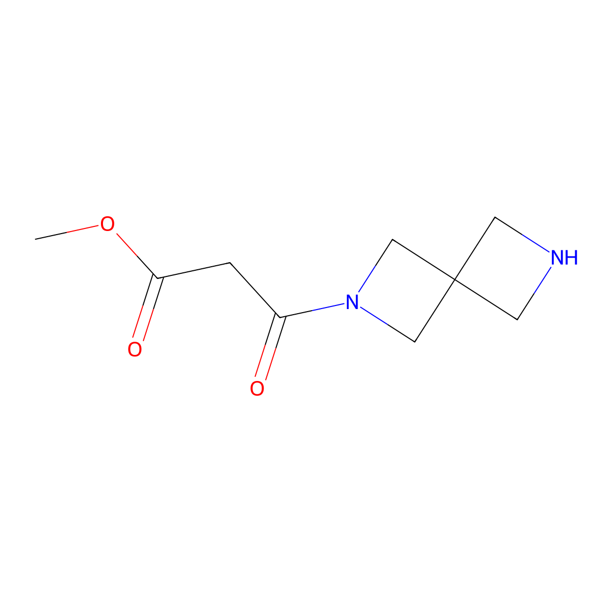 Methyl 3-{2,6-diazaspiro[3.3]heptan-2-yl}-3-oxopropanoate molecular structure, CAS 2092040-70-3