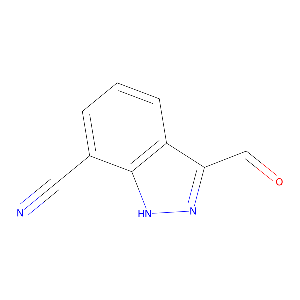 3-formyl-1H-indazole-7-carbonitrile molecular structure, CAS 2092041-29-5