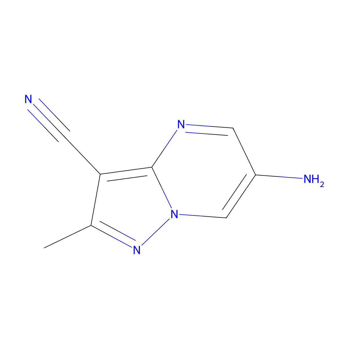 6-Amino-2-methylpyrazolo[1,5-a]pyrimidine-3-carbonitrile molecular structure, CAS 2092042-60-7