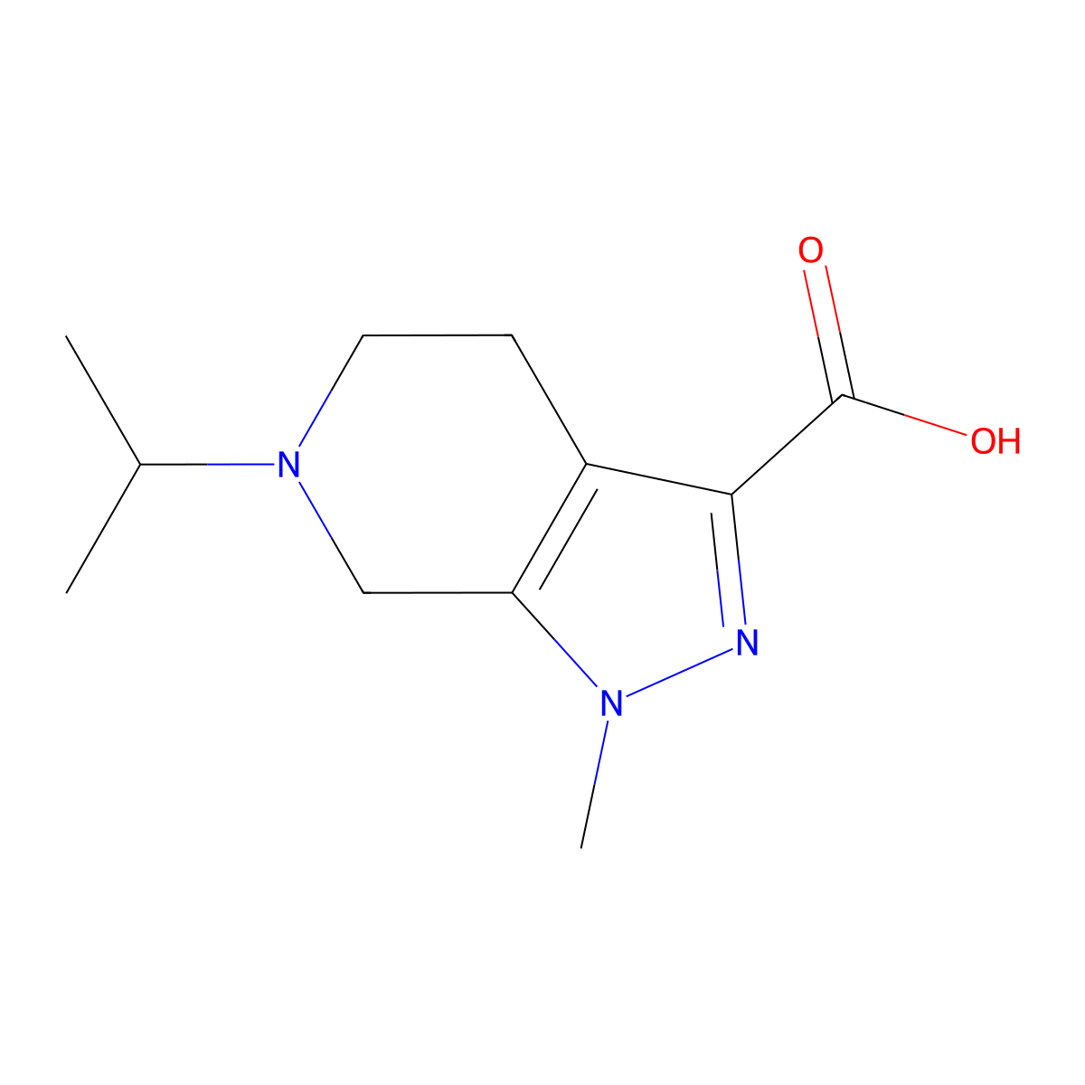 1-Methyl-6-(propan-2-yl)-1H,4H,5H,6H,7H-pyrazolo[3,4-c]pyridine-3-carboxylic acid molecular structure, CAS 2092045-92-4