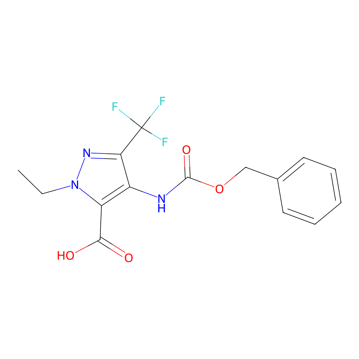 4-{[(benzyloxy)carbonyl]amino}-1-ethyl-3-(trifluoromethyl)-1H-pyrazole-5-carboxylic acid molecular structure, CAS 2092046-42-7