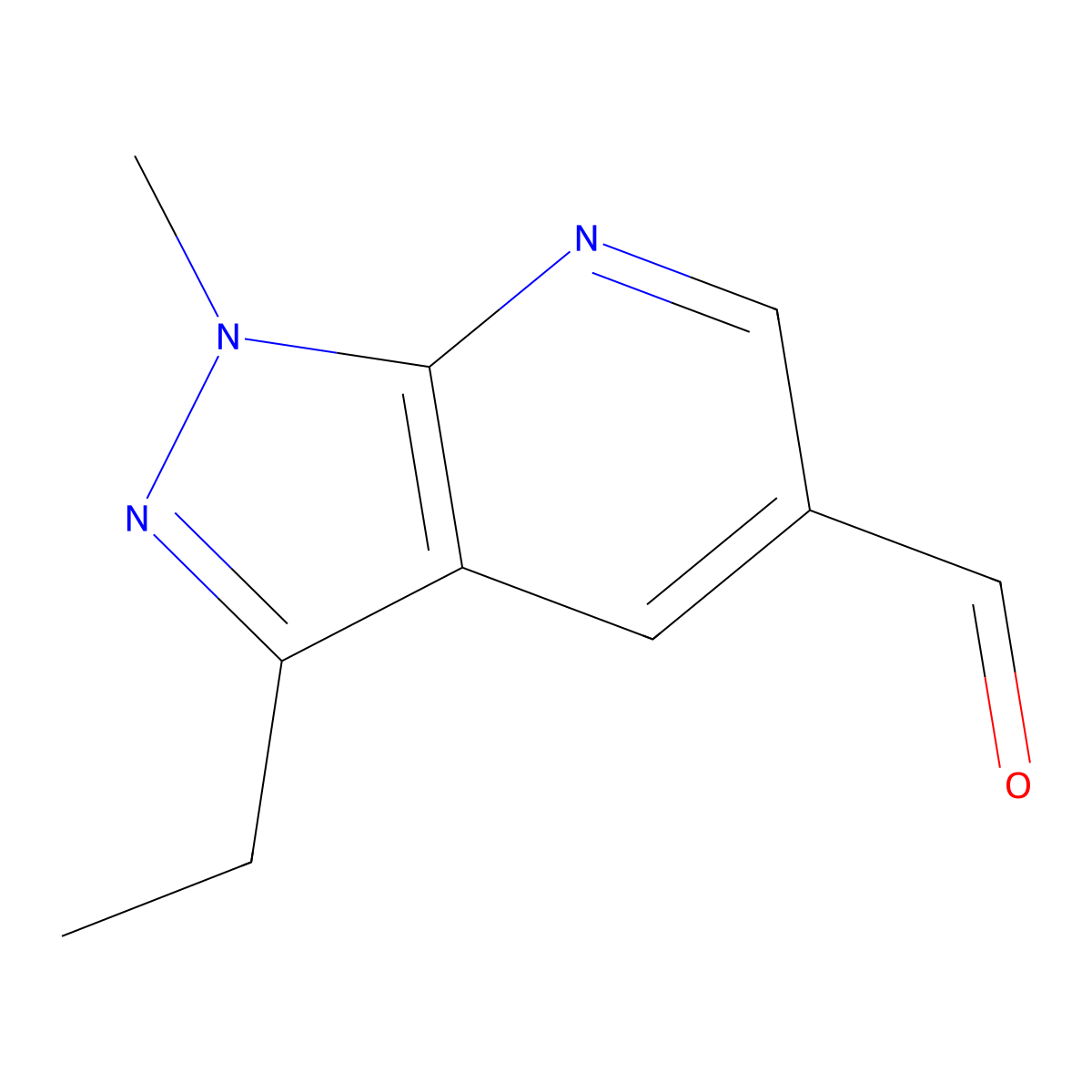 3-Ethyl-1-methyl-1H-pyrazolo[3,4-b]pyridine-5-carbaldehyde molecular structure, CAS 2092046-53-0