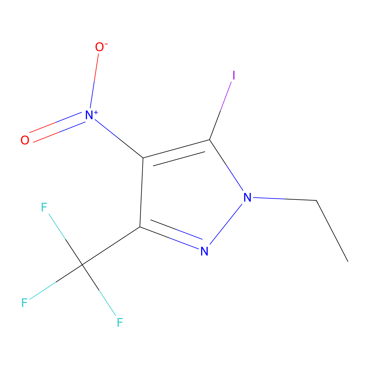 1-Ethyl-5-iodo-4-nitro-3-(trifluoromethyl)-1H-pyrazole molecular structure, CAS 2092046-71-2