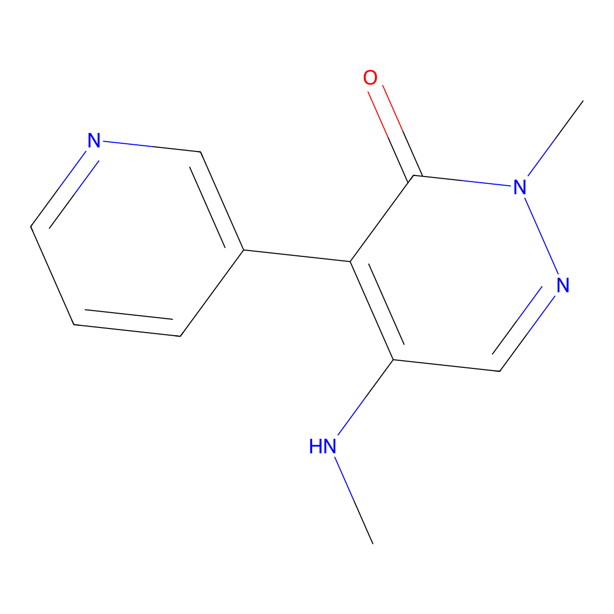 2-Methyl-5-(methylamino)-4-(pyridin-3-yl)-2,3-dihydropyridazin-3-one molecular structure, CAS 2092046-75-6