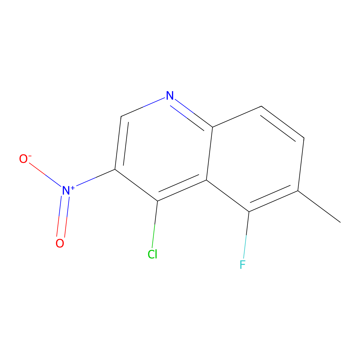 4-Chloro-5-fluoro-6-methyl-3-nitroquinoline molecular structure, CAS 2092046-82-5