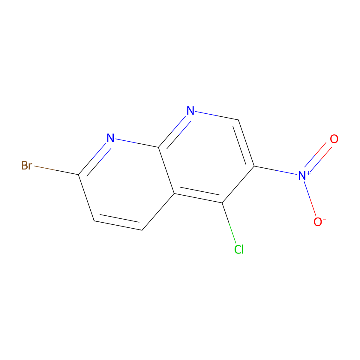 2-Bromo-5-chloro-6-nitro-1,8-naphthyridine molecular structure, CAS 2092046-97-2
