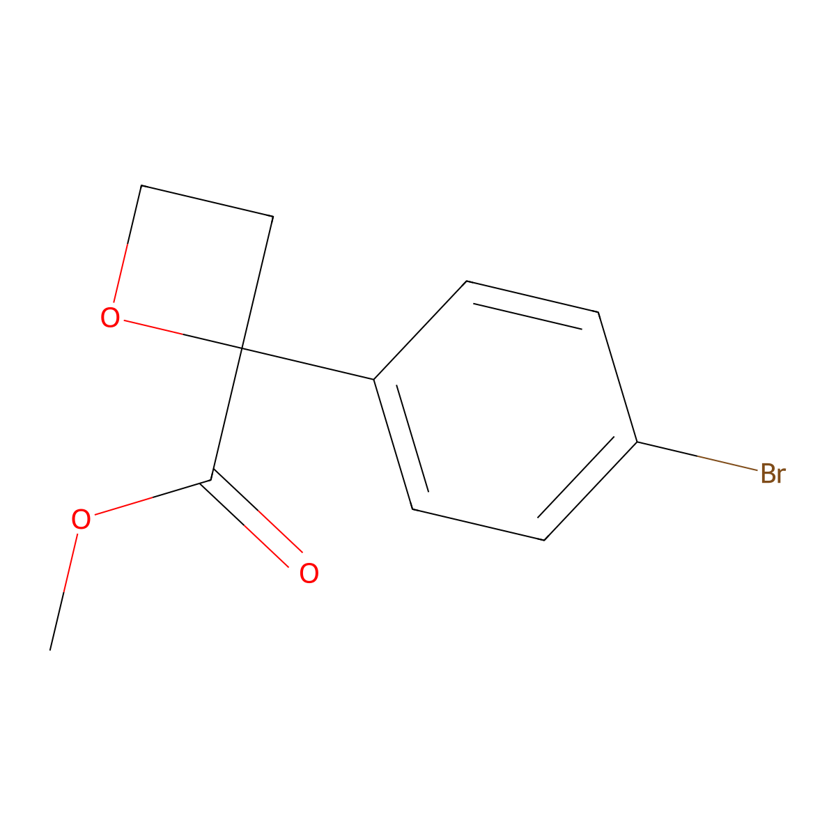 Methyl 2-(4-bromophenyl)oxetane-2-carboxylate molecular structure, CAS 2092051-44-8