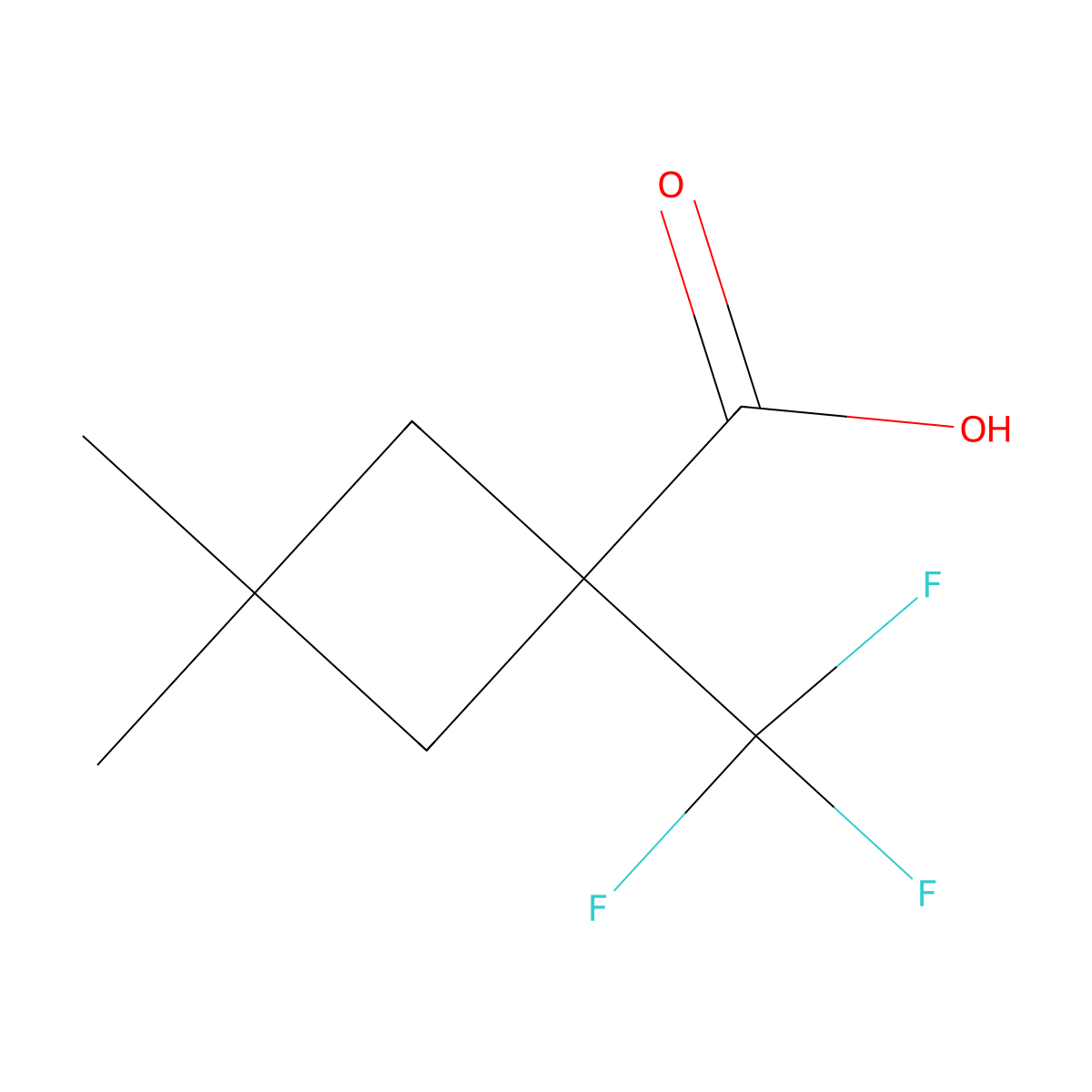 3,3-Dimethyl-1-(trifluoromethyl)cyclobutane-1-carboxylic acid molecular structure, CAS 2092052-33-8