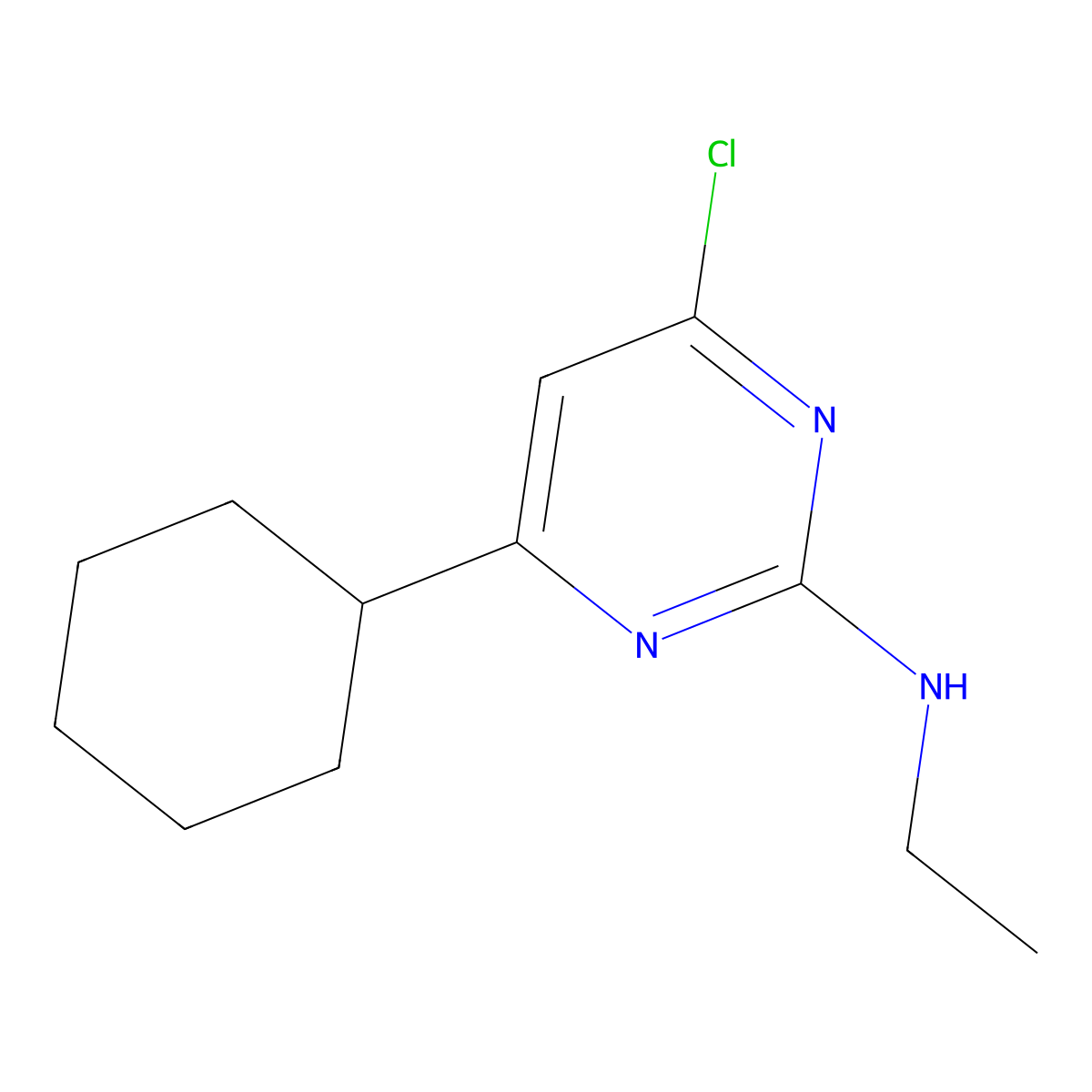 4-Chloro-6-cyclohexyl-N-ethylpyrimidin-2-amine molecular structure, CAS 2092053-20-6