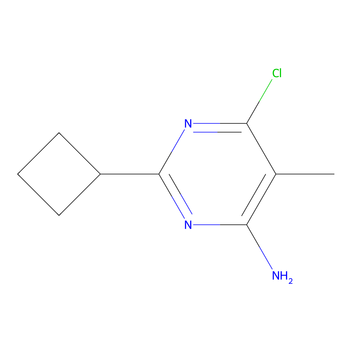 6-Chloro-2-cyclobutyl-5-methylpyrimidin-4-amine molecular structure, CAS 2092053-35-3