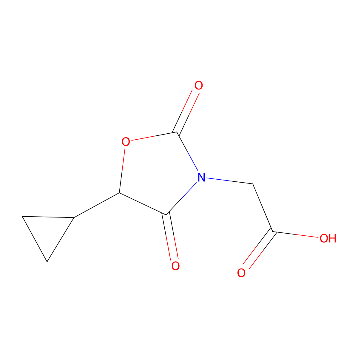 2-(5-Cyclopropyl-2,4-dioxo-1,3-oxazolidin-3-yl)acetic acid molecular structure, CAS 2092053-67-1