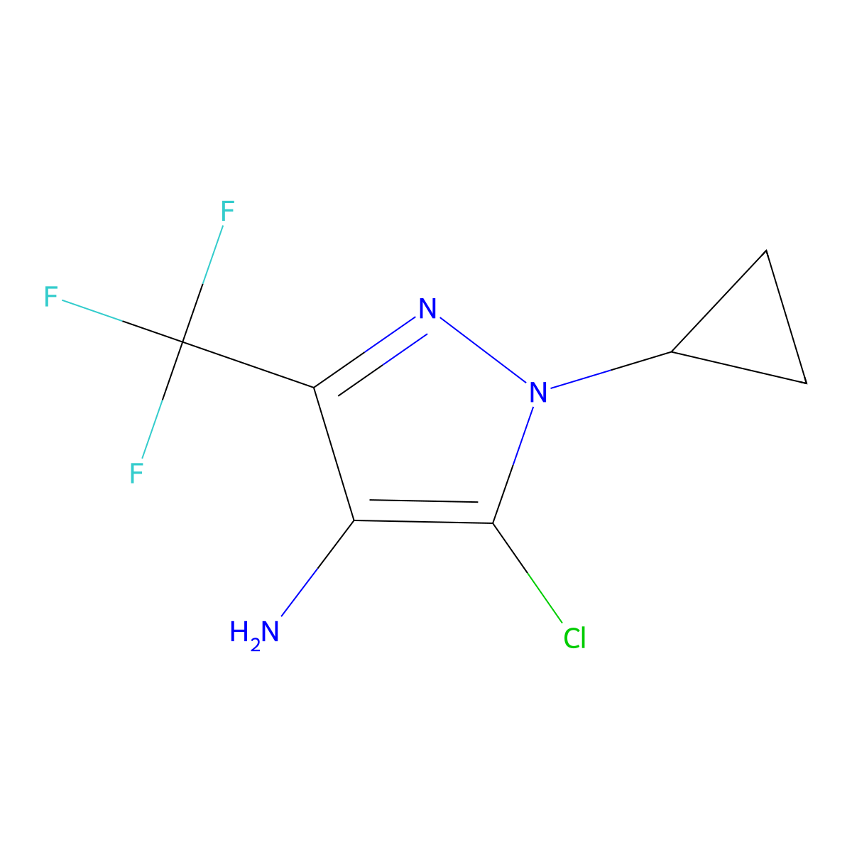 5-Chloro-1-cyclopropyl-3-(trifluoromethyl)-1H-pyrazol-4-amine molecular structure, CAS 2092053-71-7