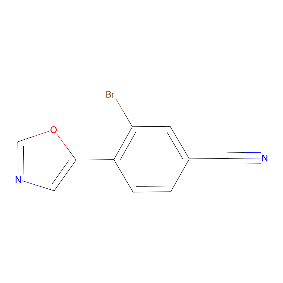 3-Bromo-4-(1,3-oxazol-5-yl)benzonitrile molecular structure, CAS 2092056-87-4
