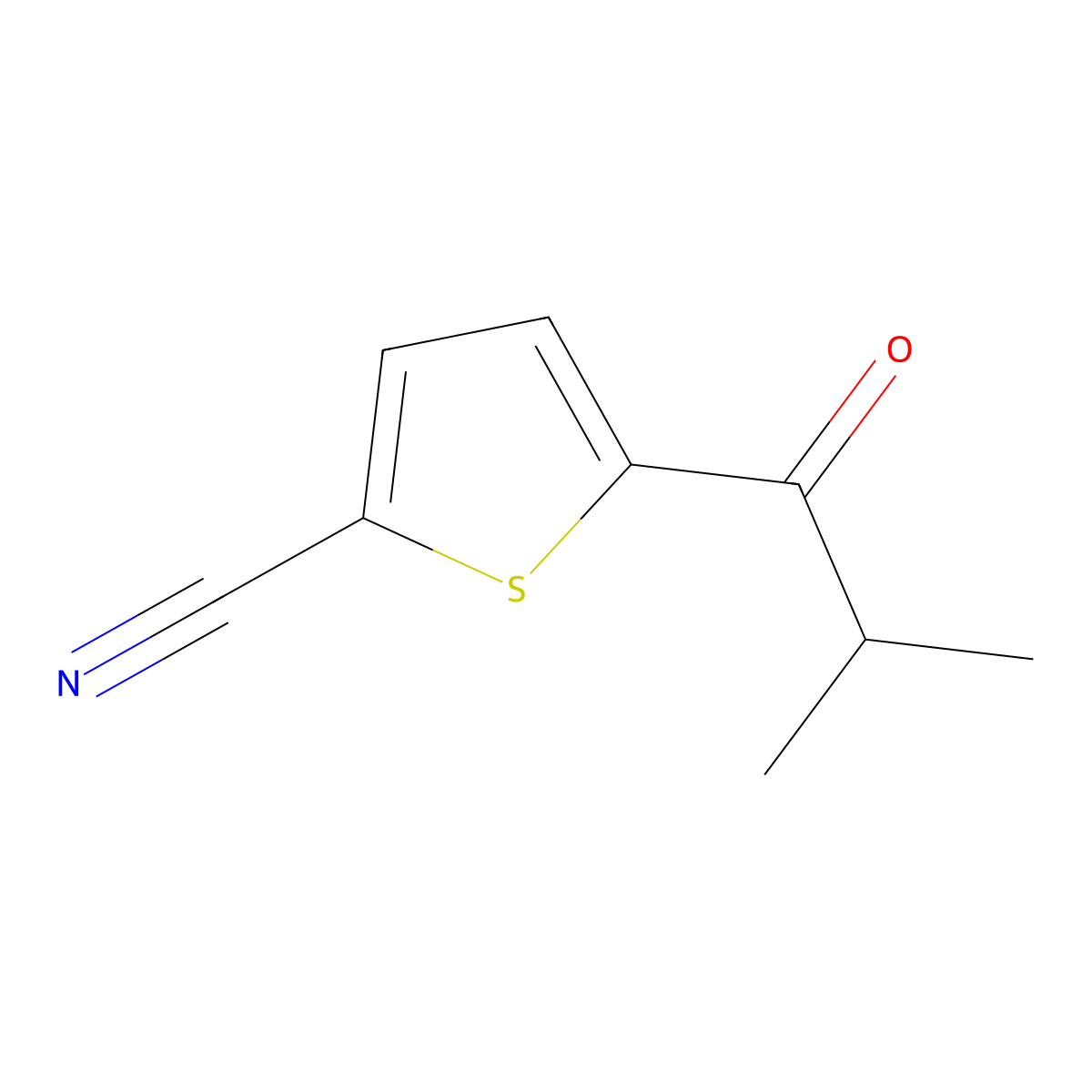5-(2-Methyl-1-oxopropyl)-2-thiophenecarbonitrile molecular structure, CAS 2092061-10-2
