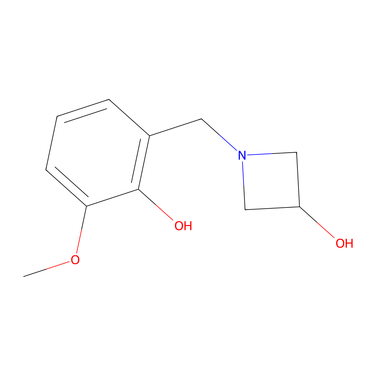 1-(2-Hydroxy-3-methoxybenzyl)azetidin-3-ol molecular structure, CAS 2092061-60-2
