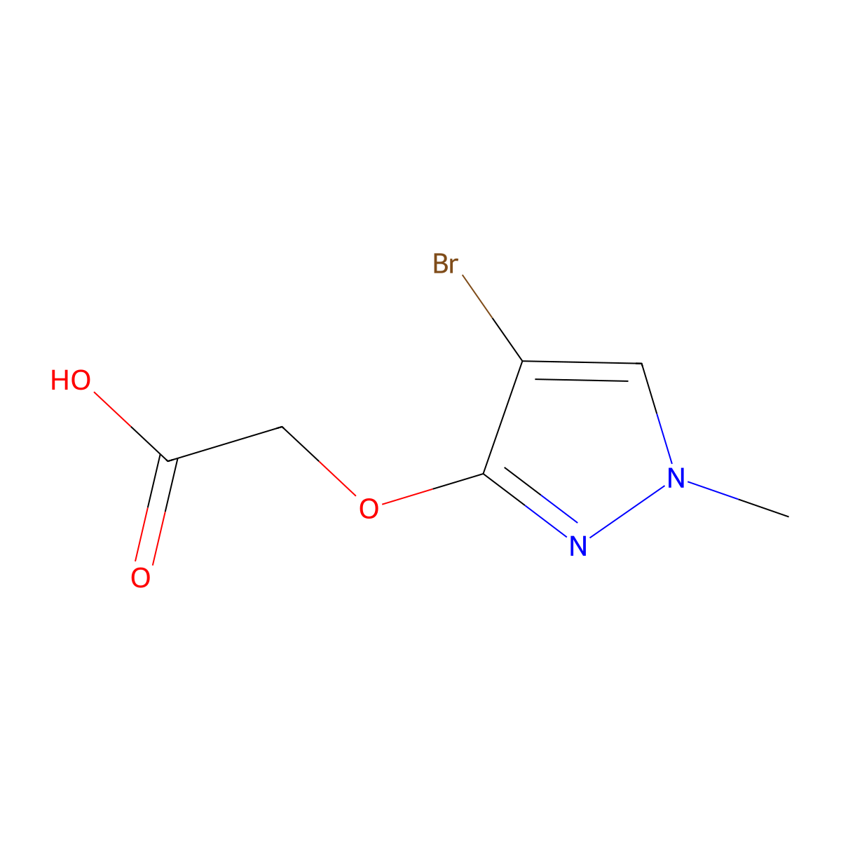 2-((4-bromo-1-methyl-1H-pyrazol-3-yl)oxy)acetic acid molecular structure, CAS 2092064-60-1