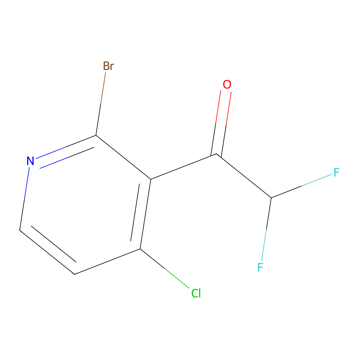 1-(2-Bromo-4-chloropyridin-3-yl)-2,2-difluoroethanone molecular structure, CAS 2092065-83-1