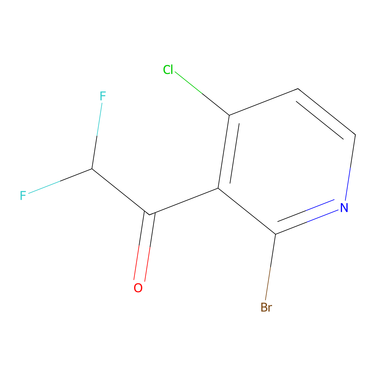 1-(2-Bromo-4-chloropyridin-3-yl)-2,2-difluoroethanone molecular structure, CAS 2092065-83-1