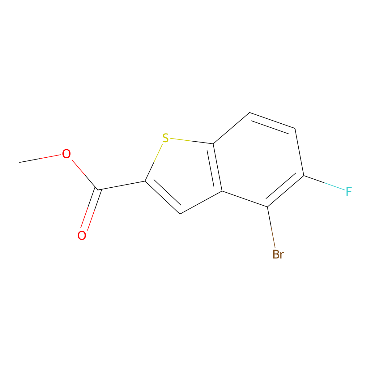 Methyl 4-bromo-5-fluoro-1-benzothiophene-2-carboxylate molecular structure, CAS 2092066-42-5