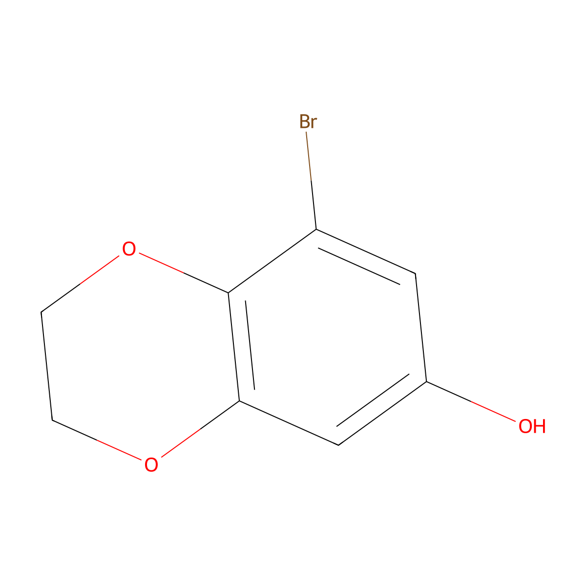 8-Bromo-2,3-dihydro-1,4-benzodioxin-6-ol molecular structure, CAS 2092066-54-9