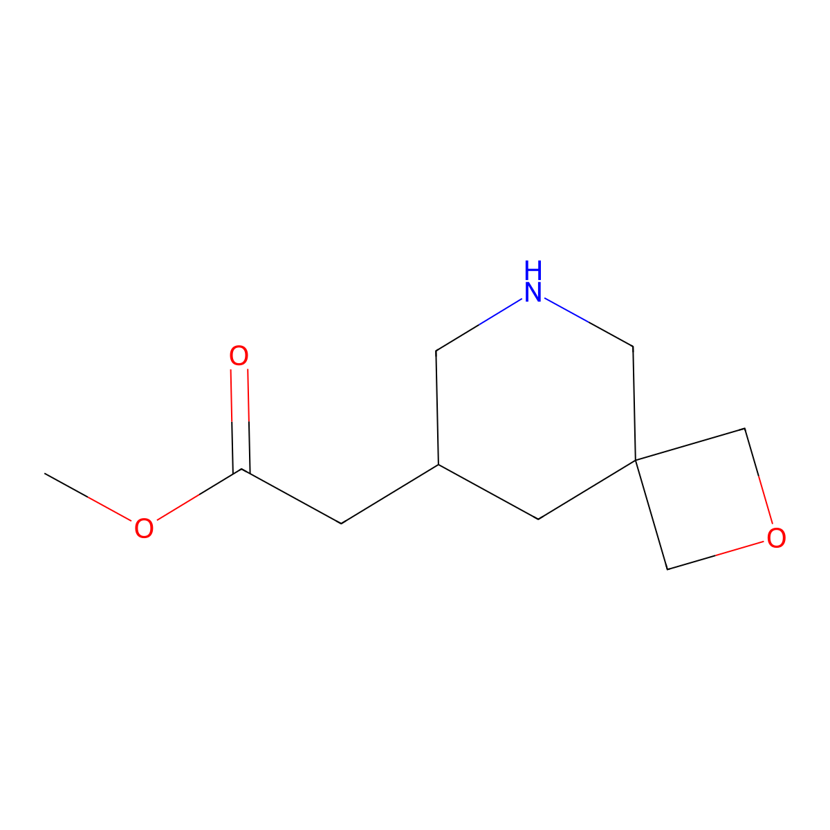 Methyl 2-(2-oxa-6-azaspiro[3.5]nonan-8-yl)acetate molecular structure, CAS 2092067-97-3