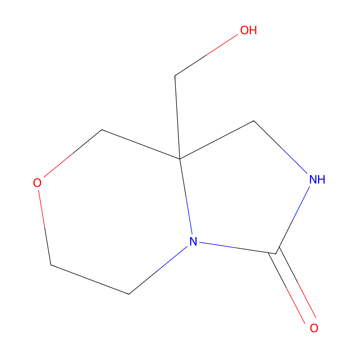 8a-(hydroxymethyl)-hexahydro-1H-imidazolidino[4,3-c]morpholin-3-one molecular structure, CAS 2092077-08-0