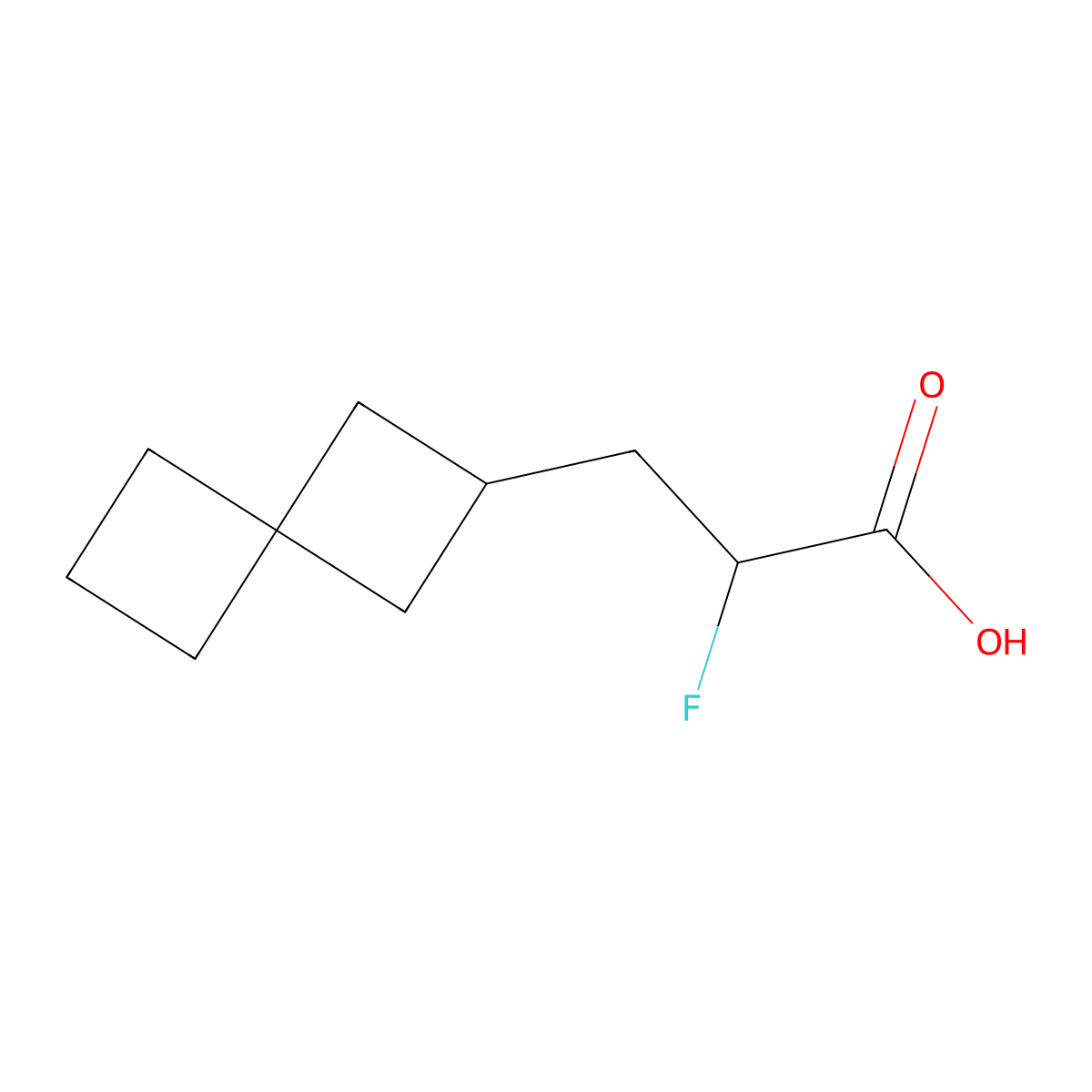 2-Fluoro-3-(spiro[3.3]heptan-2-yl)propanoic acid molecular structure, CAS 2092086-88-7