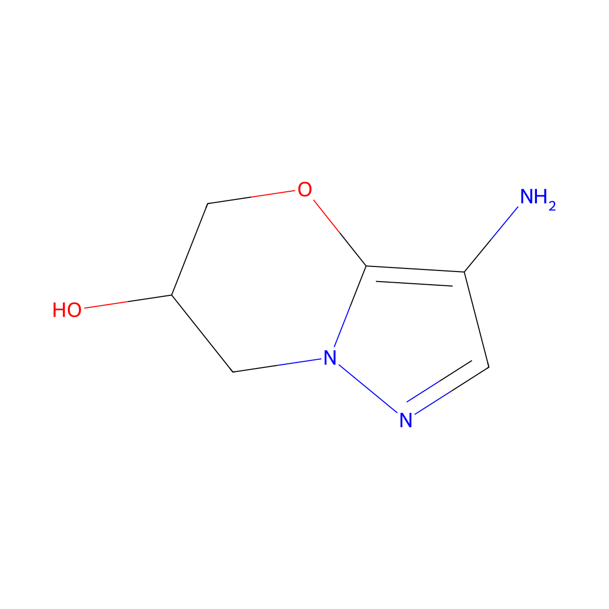 3-amino-5H,6H,7H-pyrazolo[3,2-b][1,3]oxazin-6-ol molecular structure, CAS 2092090-65-6
