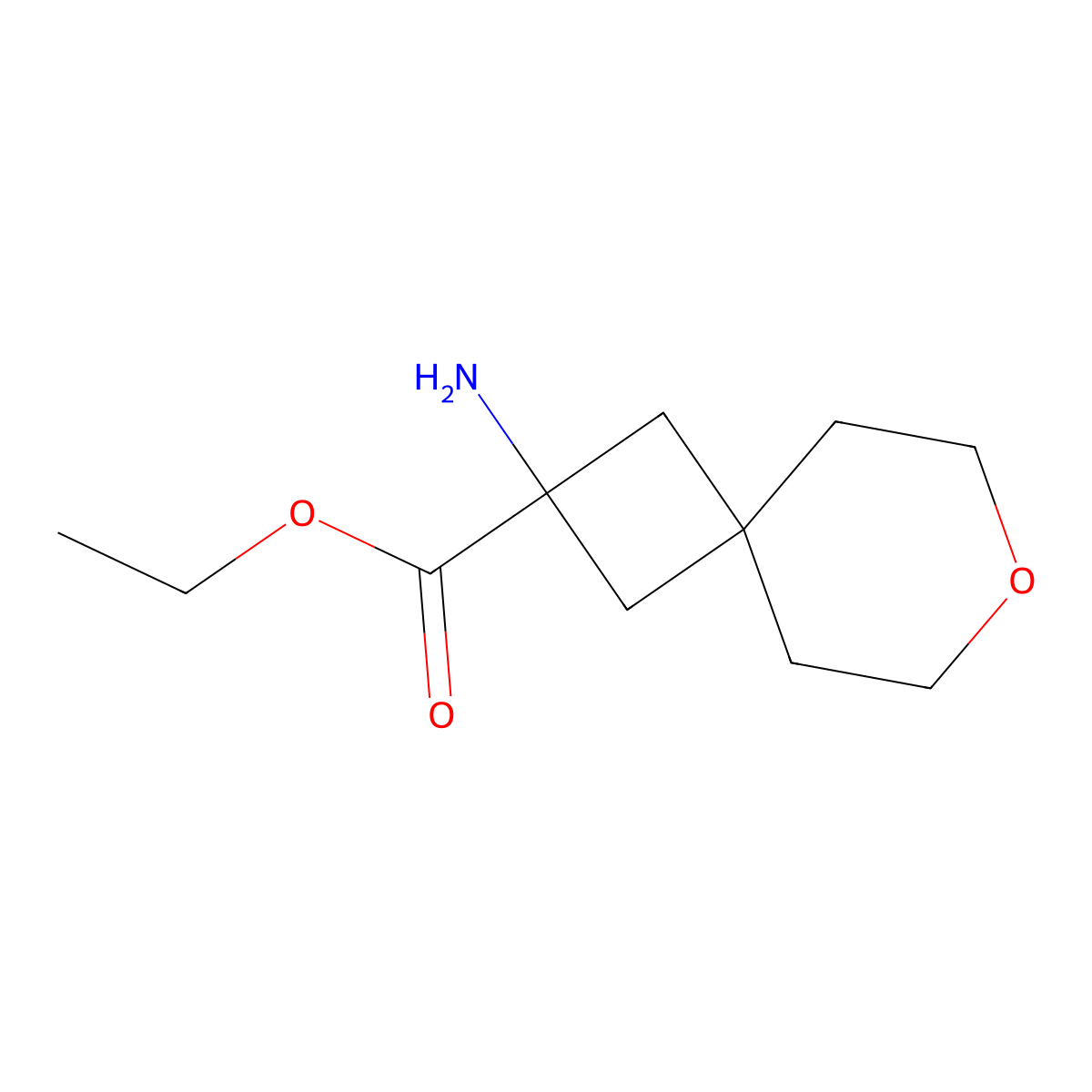 Ethyl 2-amino-7-oxaspiro[3.5]nonane-2-carboxylate molecular structure, CAS 2092092-87-8