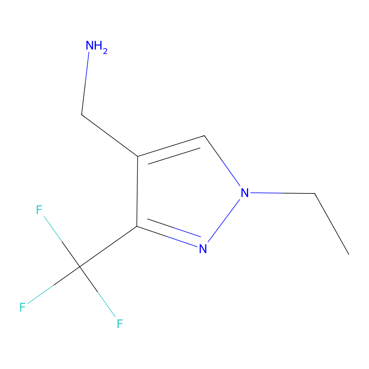 (1-ethyl-3-(trifluoromethyl)-1H-pyrazol-4-yl)methanamine molecular structure, CAS 2092094-07-8